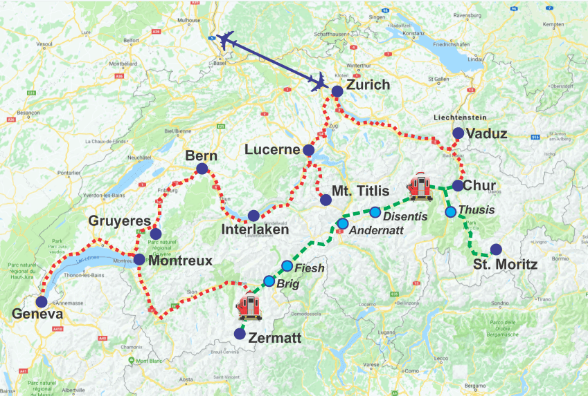 Swiss Mountains And Glacier Express   Glacier Express Map 21 